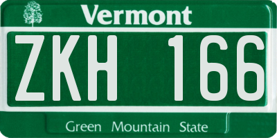 VT license plate ZKH166