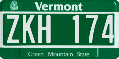 VT license plate ZKH174