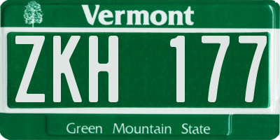 VT license plate ZKH177