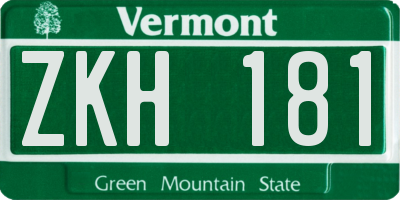 VT license plate ZKH181