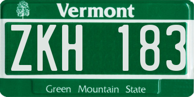 VT license plate ZKH183