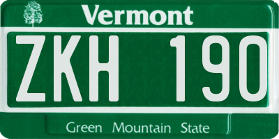 VT license plate ZKH190