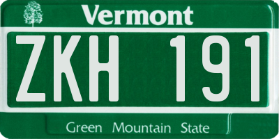 VT license plate ZKH191