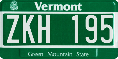 VT license plate ZKH195
