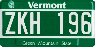 VT license plate ZKH196