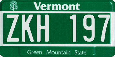 VT license plate ZKH197