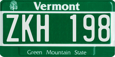 VT license plate ZKH198