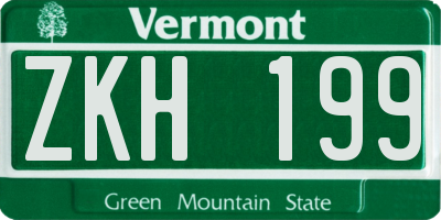 VT license plate ZKH199