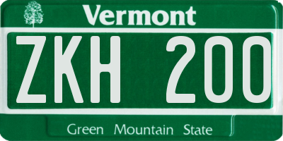 VT license plate ZKH200