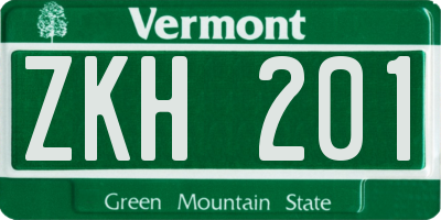 VT license plate ZKH201