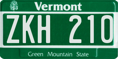 VT license plate ZKH210