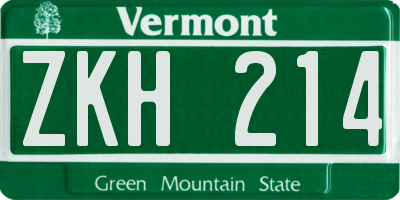 VT license plate ZKH214