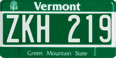 VT license plate ZKH219