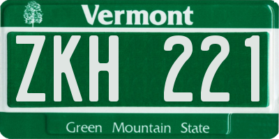 VT license plate ZKH221