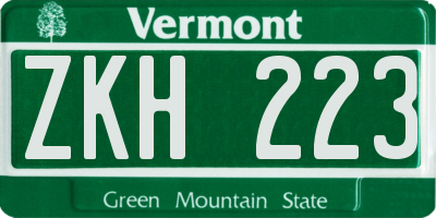 VT license plate ZKH223