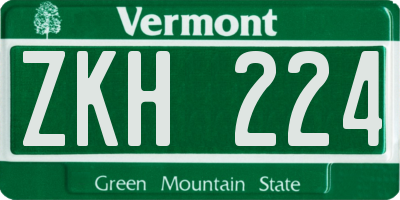 VT license plate ZKH224