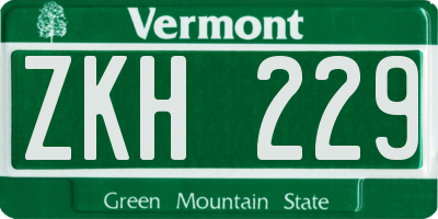 VT license plate ZKH229