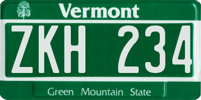 VT license plate ZKH234