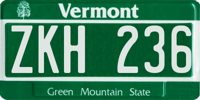 VT license plate ZKH236