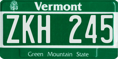 VT license plate ZKH245