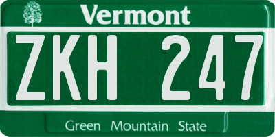 VT license plate ZKH247