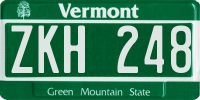 VT license plate ZKH248