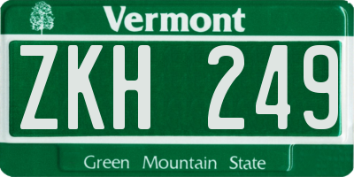 VT license plate ZKH249