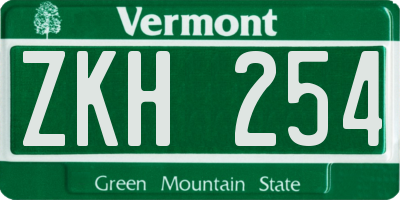 VT license plate ZKH254