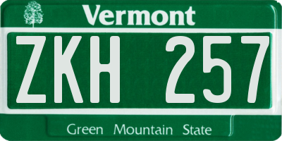 VT license plate ZKH257