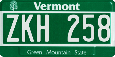 VT license plate ZKH258