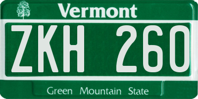 VT license plate ZKH260