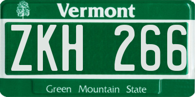 VT license plate ZKH266