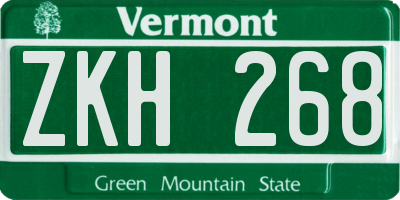 VT license plate ZKH268