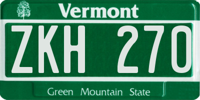 VT license plate ZKH270