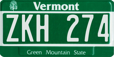 VT license plate ZKH274