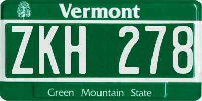 VT license plate ZKH278