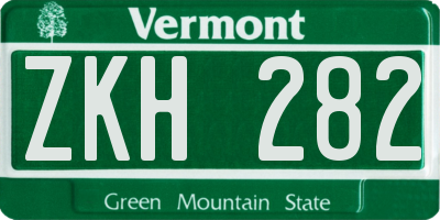 VT license plate ZKH282
