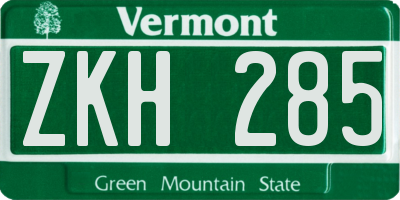 VT license plate ZKH285