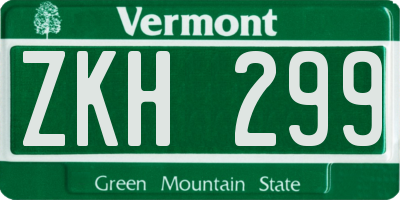 VT license plate ZKH299