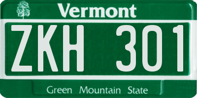 VT license plate ZKH301
