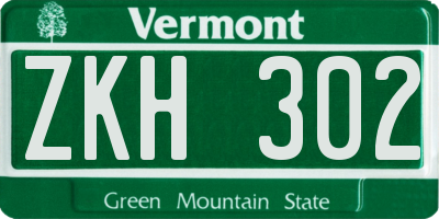 VT license plate ZKH302