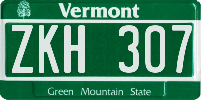VT license plate ZKH307