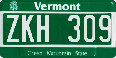 VT license plate ZKH309