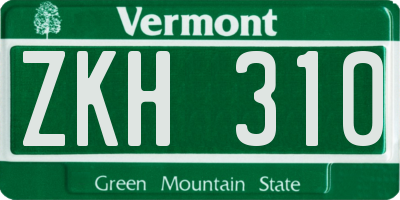 VT license plate ZKH310