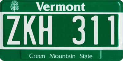 VT license plate ZKH311