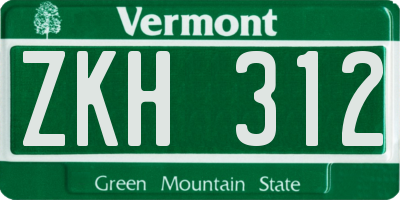 VT license plate ZKH312