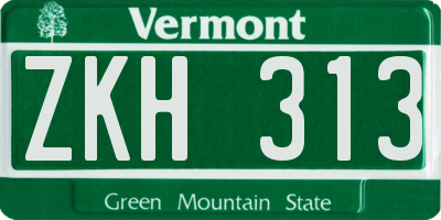 VT license plate ZKH313