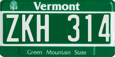 VT license plate ZKH314