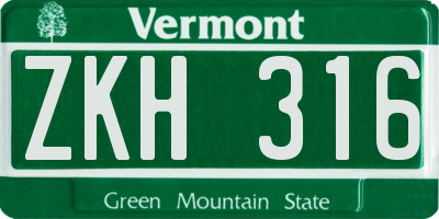 VT license plate ZKH316