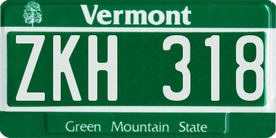 VT license plate ZKH318